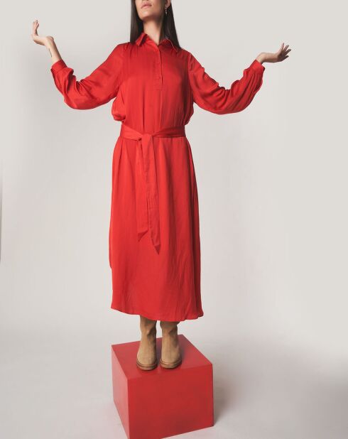 Robe chemise midi Judy rouge