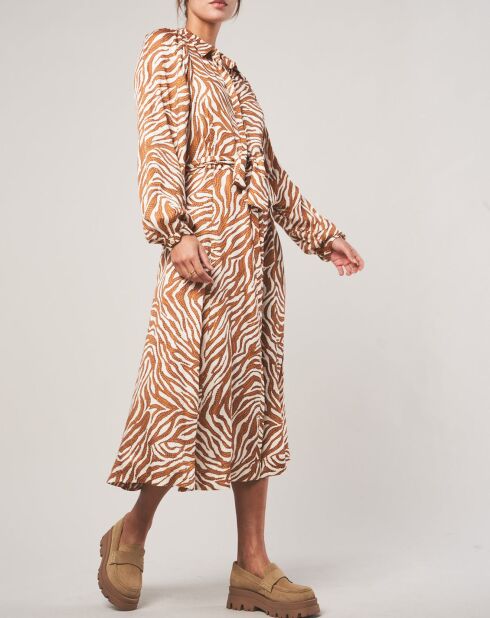 Robe chemise Lena à motifs ocre