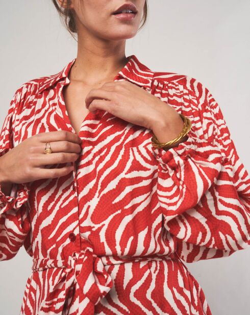 Robe courte Lena à motifs rouge