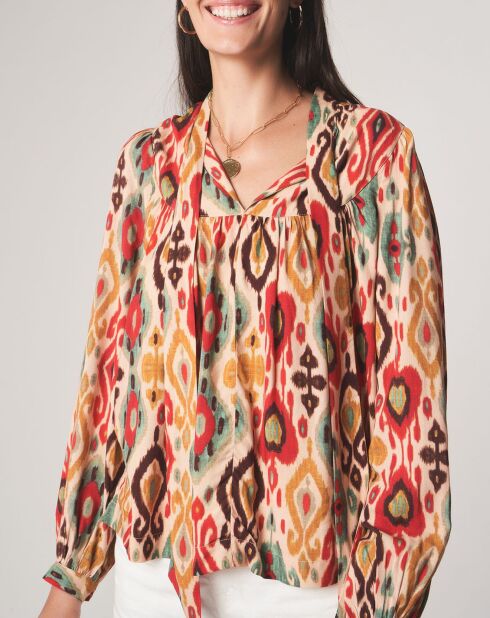 Héloïse lavallière tuniek met ecru patronen