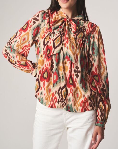 Héloïse lavallière tuniek met ecru patronen