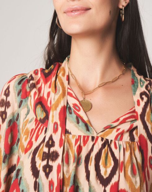 Héloïse lavallière tuniek met ecru patronen