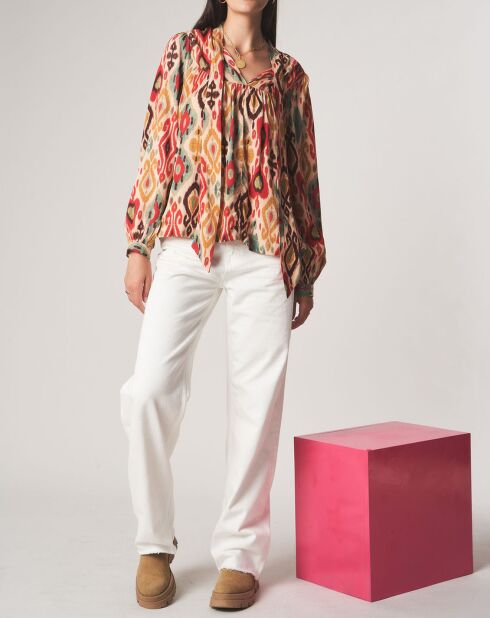 Héloïse lavallière tuniek met ecru patronen