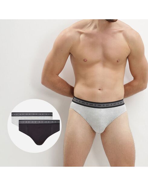 2 Slips Coton Stretch Bio Green by Dim noir/gris perle