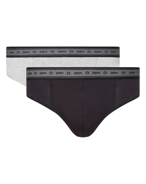 2 Slips Coton Stretch Bio Green by Dim noir/gris perle