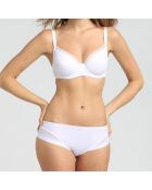 Großzügiger weißer Slip aus Mikrofaser und Tüll