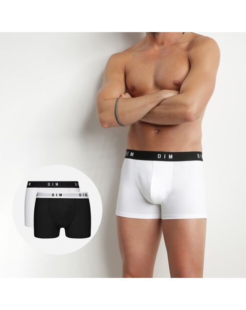 2 Boxers Coton Stretch noir/blanc