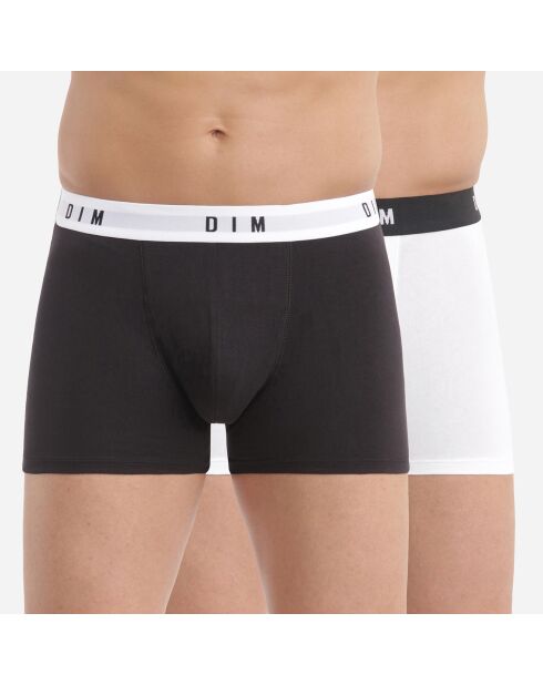 2 Boxers Coton Stretch noir/blanc