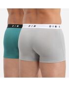 2 Boxers Coton Stretch acier/vert émeraude