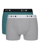 2 Boxers Coton Stretch acier/vert émeraude