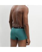 2 Boxers Coton Stretch acier/vert émeraude