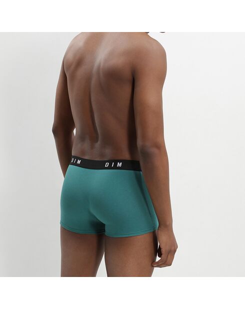 2 Boxers Coton Stretch acier/vert émeraude