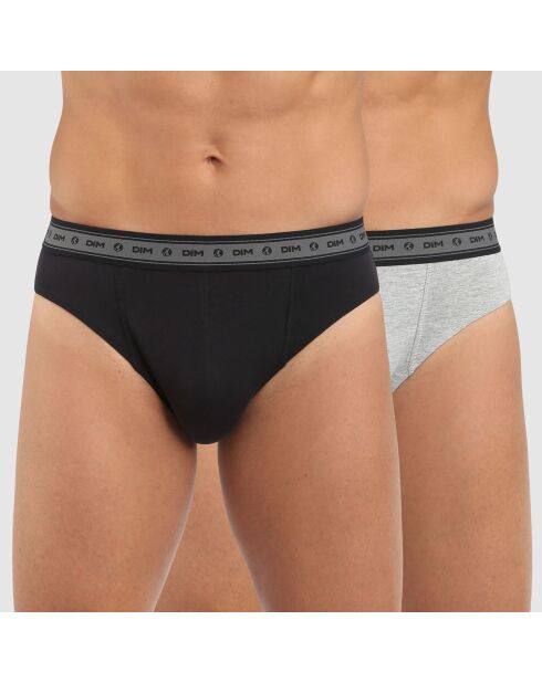 2 Slips Coton Stretch Bio Green by Dim noir/gris perle