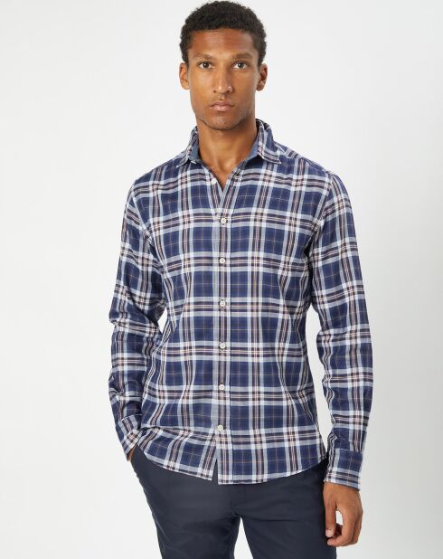 Chemise Slim Fit Dark à carreaux bleue