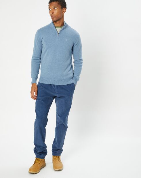 Pantalon Chino  Slim en Velours côtelé bleu