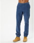 Pantalon Chino  Slim en Velours côtelé bleu
