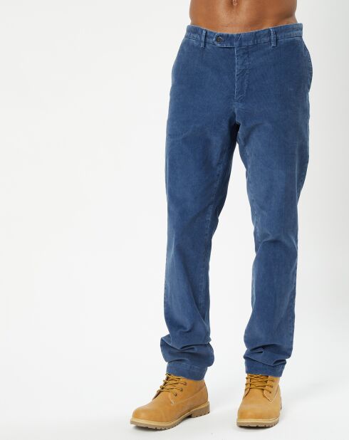 Pantalon Chino  Slim en Velours côtelé bleu