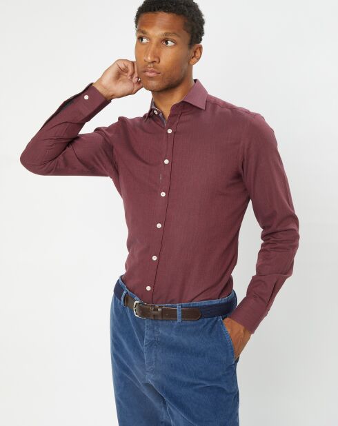 Chemise Slim Fit en Flanelle à imprimé Chevron rouge foncé