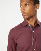 Chemise Slim Fit en Flanelle à imprimé Chevron rouge foncé