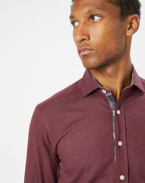 Chemise Slim Fit en Flanelle à imprimé Chevron rouge foncé