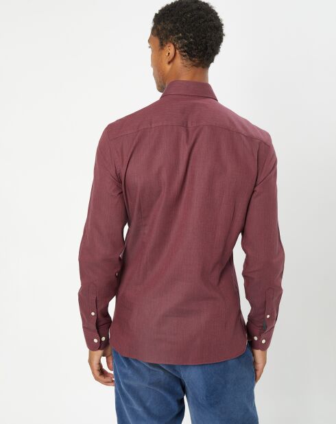 Chemise Slim Fit en Flanelle à imprimé Chevron rouge foncé