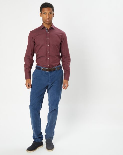 Chemise Slim Fit en Flanelle à imprimé Chevron rouge foncé