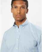 Chemise Slim Fit en Popeline imprimée floral bleu ciel