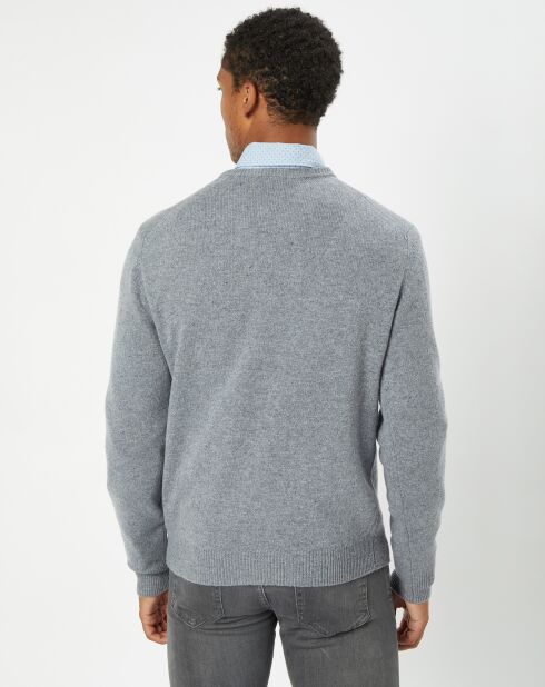 Pull 100% Laine d'Agneau col V gris clair