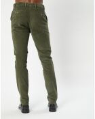 Pantalon Chino Slim en Velours côtelé kaki