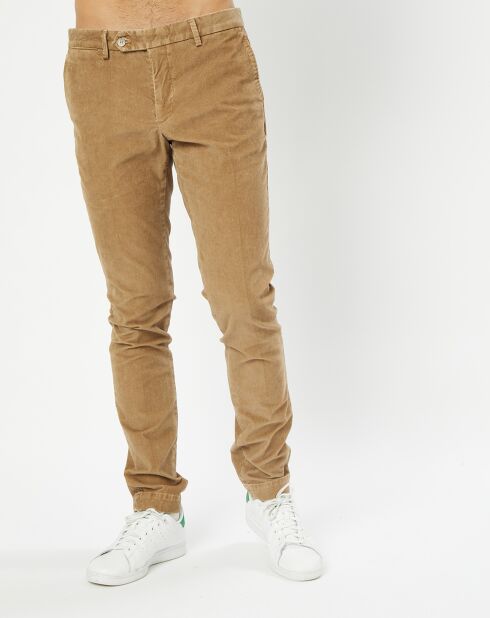 Pantalon Chino Slim en Velours côtelé beige moyen