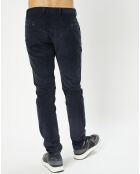 Pantalon Chino Slim en Velours côtelé bleu marine