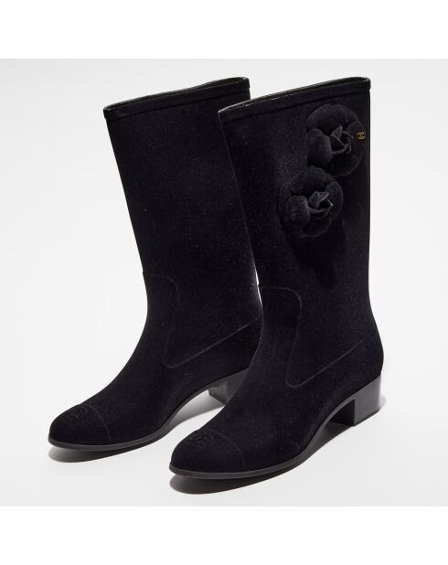 Bottes en Velours de Cuir noires Etat: Bon état