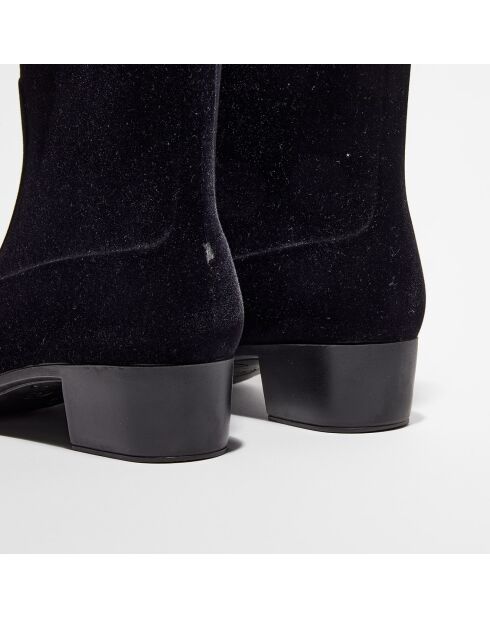 Bottes en Velours de Cuir noires Etat: Bon état
