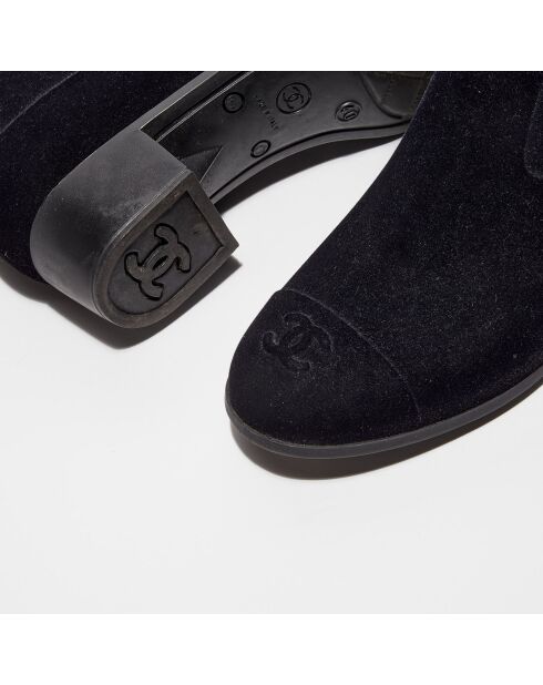 Bottes en Velours de Cuir noires Etat: Bon état