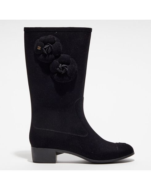 Bottes en Velours de Cuir noires Etat: Bon état