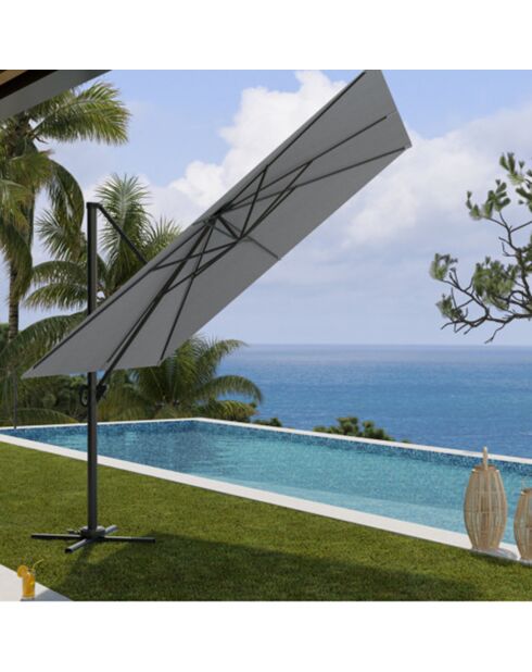 Parasol déporté 3x3m Sunking gris perle