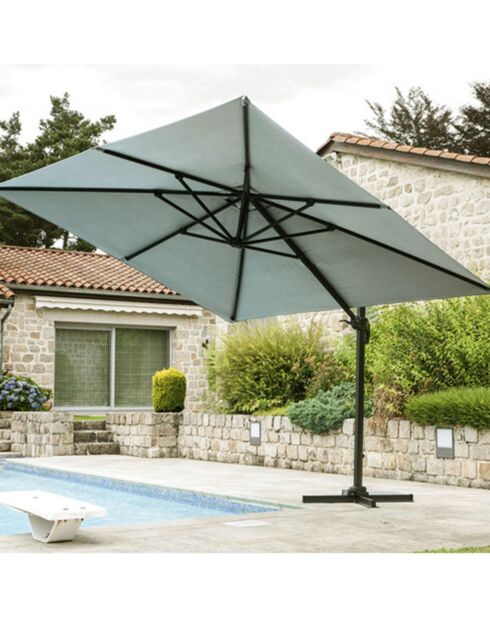 Parasol déporté 3x3m Sunking gris perle