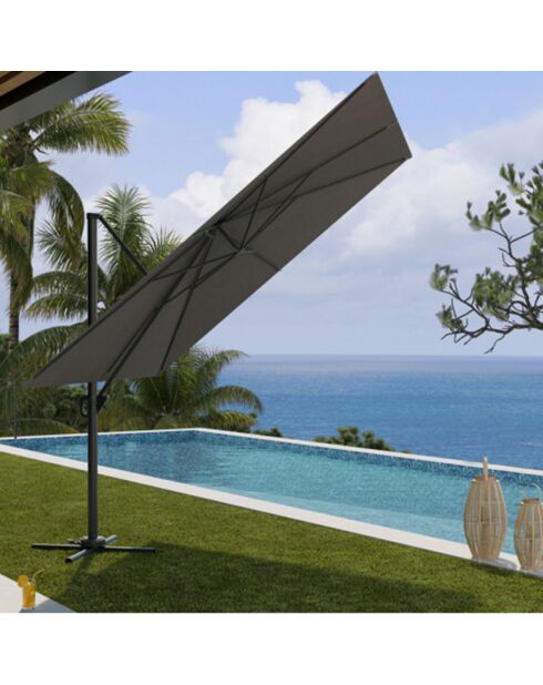 Parasol déporté 3x3m Sunking gris anthracite