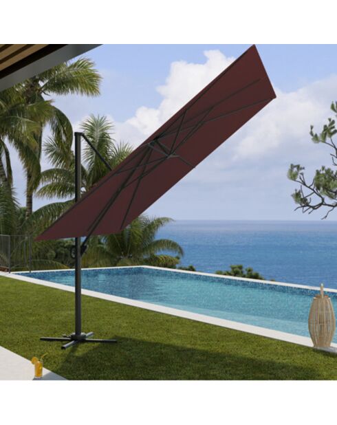 Parasol déporté 3x3m Sunking bordeaux