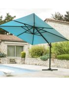 Parasol déporté 3x3m Sunking bleu canard
