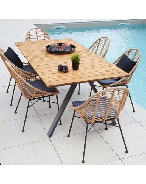 Ensemble de jardin 6 places Cincinnati Ushuai gris anthracite