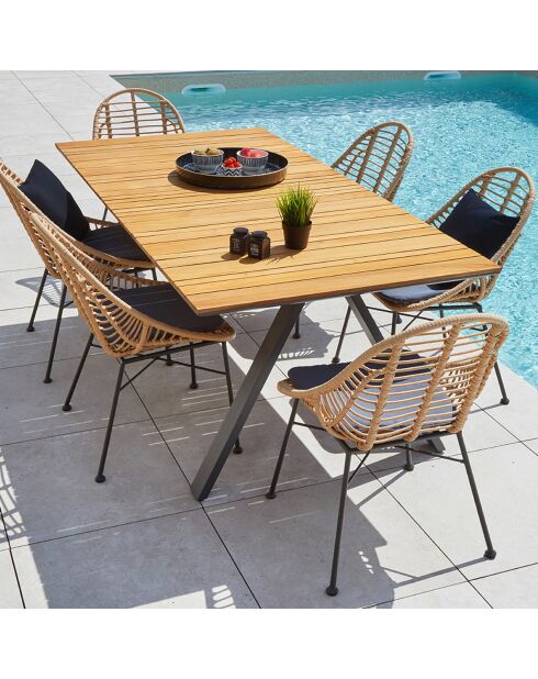 Ensemble de jardin 6 places Cincinnati Ushuai gris anthracite