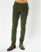 Pantalon Chino Slim en Velours côtelé kaki