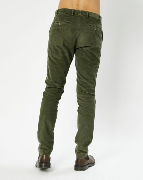 Pantalon Chino Slim en Velours côtelé kaki