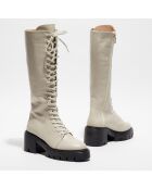 Bottes en Cuir Soho blanc chiné - Talon 7 cm