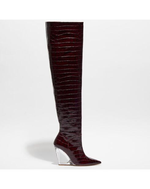 Cuissardes en Cuir Lucite violet vif - Talon 10 cm