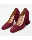 Trotteurs en Velours de Cuir Curveblock bordeaux - Talon 8,5 cm