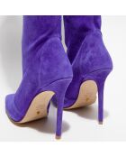 Cuissardes en Velours de Cuir Ultrastuart bleu/violet - Talon 11,5 cm