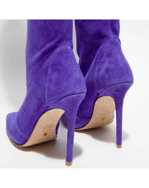Cuissardes en Velours de Cuir Ultrastuart bleu/violet - Talon 11,5 cm