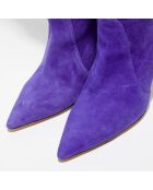 Cuissardes en Velours de Cuir Ultrastuart bleu/violet - Talon 11,5 cm